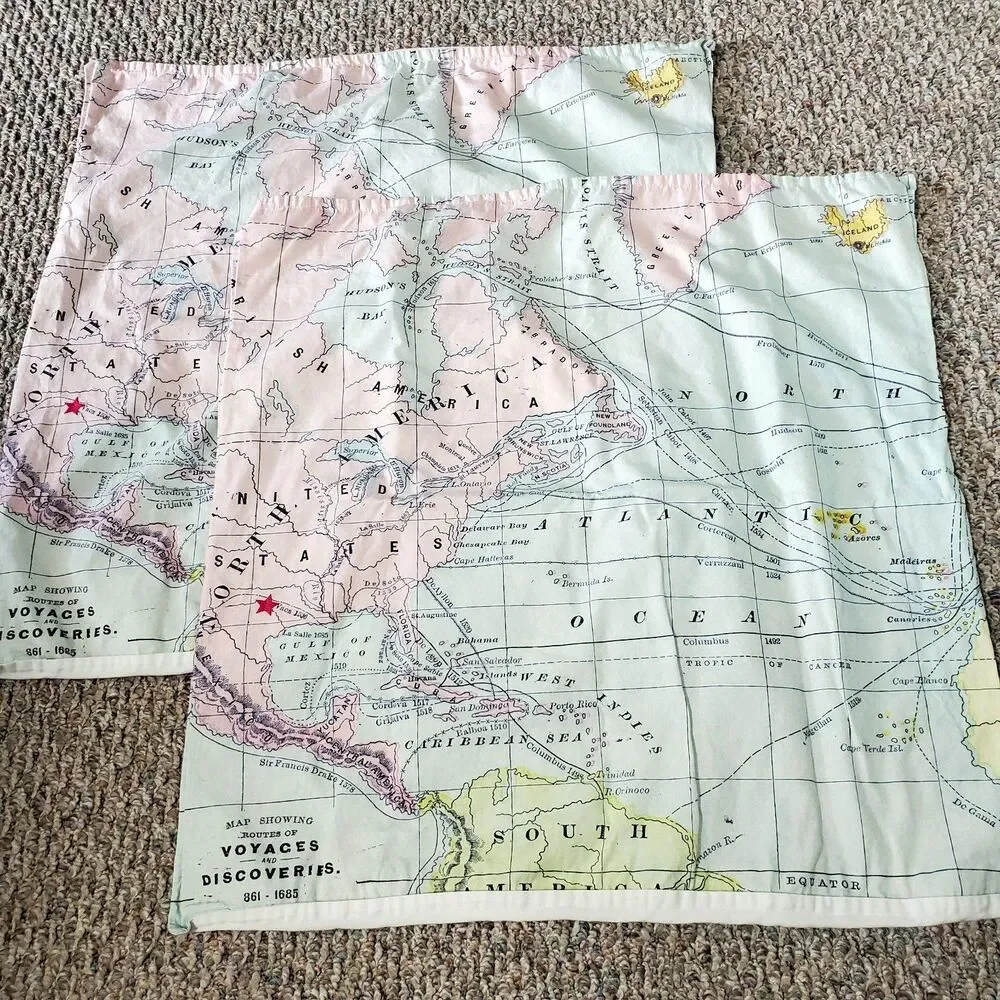 Lot Of 2 Pottery Barn Teen Junk Gypsy Adventure Map Euro Size 26